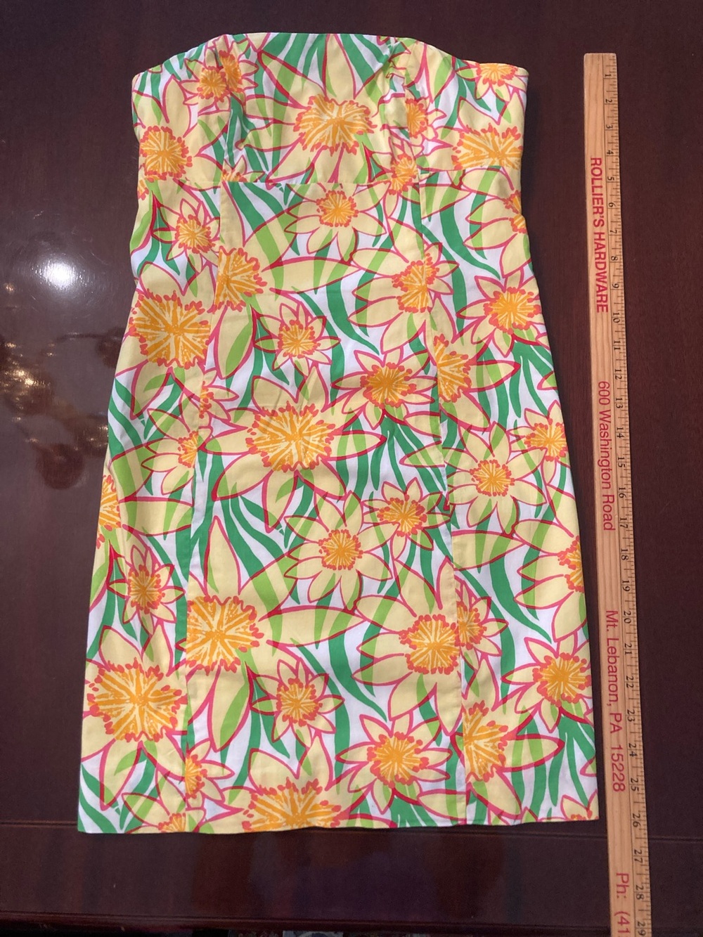 Lilly Pulitzer Strapless Floral Sundress in Yellow, Green & Pink